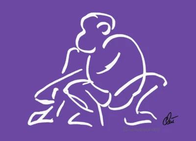 JACQUELINE DITT - Affe - lila  ltd.sign.Original Druck Grafik gerahmt 13x18 cm  - Bild 1 von 3