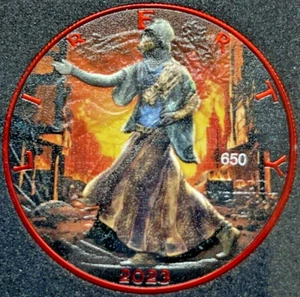 2023 1 Oz 999 Silver APOCALYPSE EAGLE Colored Coin Limited to 666 Worldwide - Picture 1 of 6