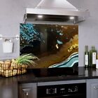 Kitchen Glass Splashback Toughened Cooker ANY SIZE Marble Sand Blue Gold Brown