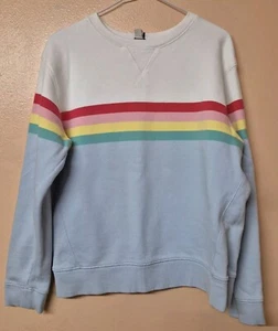 Joules Monique Sweatshirt Blue White Multi Stripe Cotton Size 10 - Picture 1 of 7