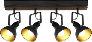 4-Light Farmhouse Track Lighting Kit, Black Flush Mount Wall/Ceiling Track Light - Picture 1 of 9