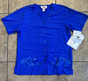 New Erin London Women’s Blue Blouse Top - Vintage Size Small - FAST SHIPPING - Picture 1 of 5