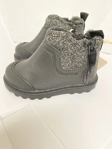 NWT ZARA boys black warm BOOTS bow zip memmory effects sz baby usa 4.5 #B394 - Picture 1 of 8