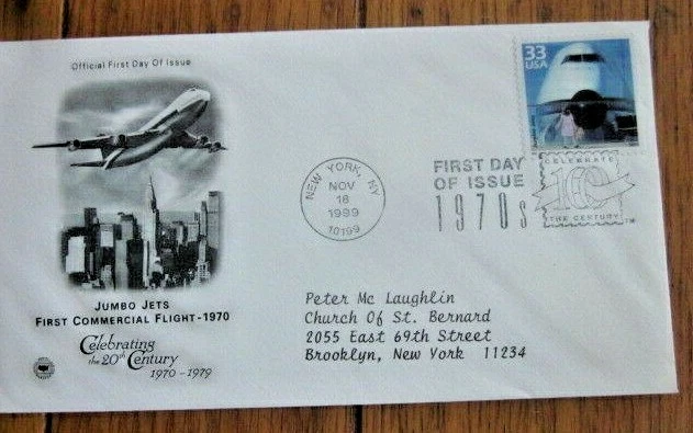 AVIATION JUMBO JET AIRLINERS 1970s DECADE CTC 1999 PCS CACHET FDC   - Image 1 of 1