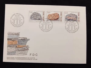 D)1986, FINLAND, FIRST DAY COVER, ISSUE, GEOLOGY, ORBICULAR GRANITE, RAPAKIVI, G - Picture 1 of 1