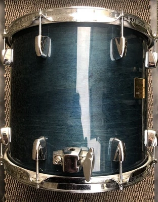 Yamaha 14” Maple Custom Absolute Floor Tom Sea Blue Maple 1st Gen Made In Japan - Image 1 of 4