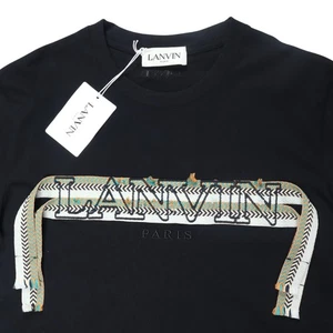 LANVIN T-shirt cordoncino nero uomo taglia media nuova con etichetta - Foto 1 di 11