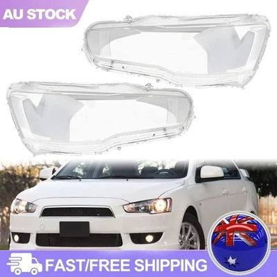 New Pair Headlight Lens Cover Replacement For Mitsubishi Lancer EX 2008-2016 AU - image 1 of 4