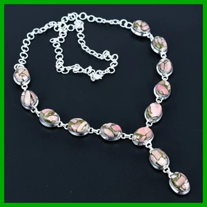 Daughters Day Sale Natural Copper Pink Opal 925 Sterling Silver Chain Necklace - Picture 1 of 11