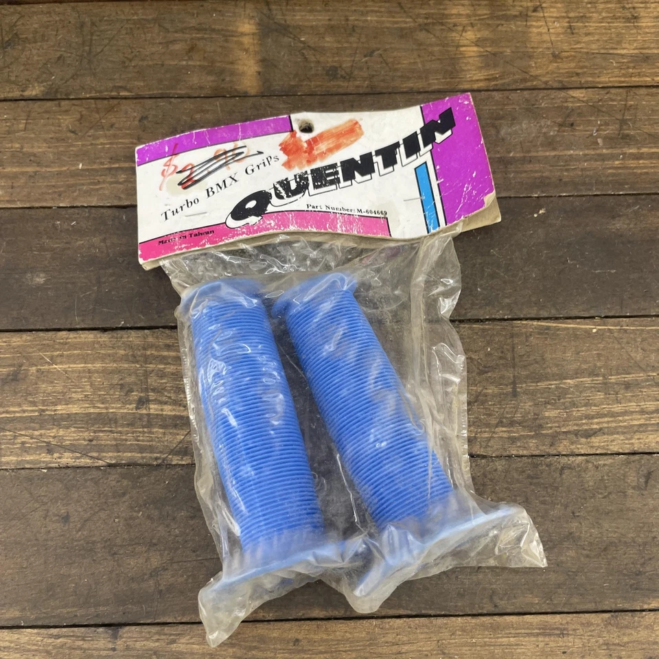 Vintage Quentin Turbo BMX Grips Blue New NOS OG 1980s Mushroom Style - Image 1 of 4
