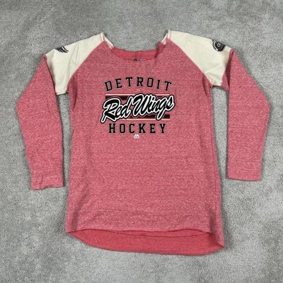 Детройт Red Wings рубашка женщин XL красный реглан длинным рукавом НХЛ хоккей Majestic - Изображение 1 из 4