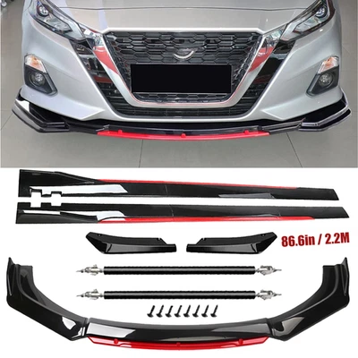 Front Bumper Lip Spoiler Splitter Side Skirt Glossy Black For Nissan Maxima Foto 1 de 4