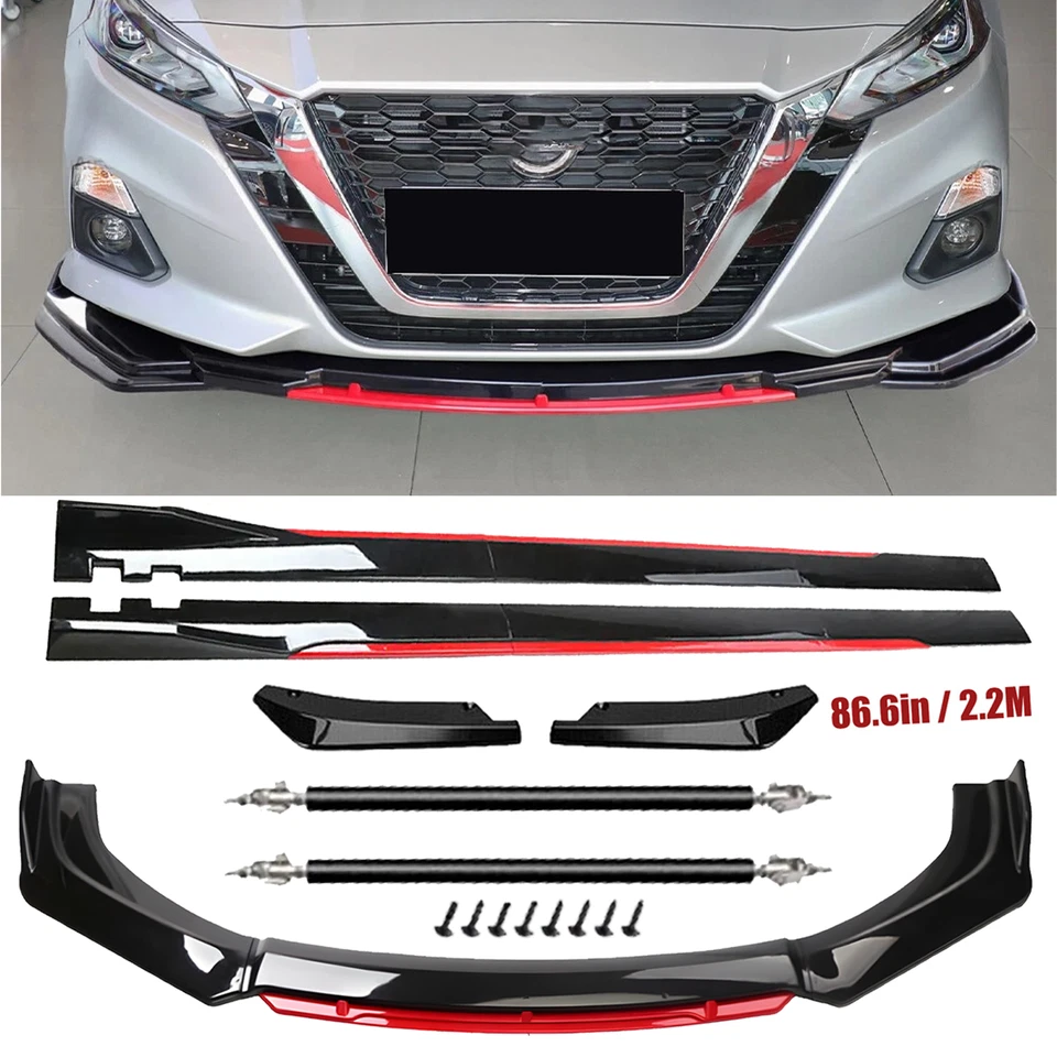 Front Bumper Lip Spoiler Splitter Side Skirt Glossy Black For Nissan Maxima Foto 1 de 4
