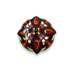 Heavy Gold Tone Enamel Coated Brooch Pendant - Picture 1 of 7