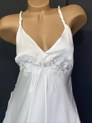 Camisón de Colección Oscar De La Renta Etiqueta Rosa Blanco Slip Chemise Talla M Camisón Sedoso Foto 1 de 4