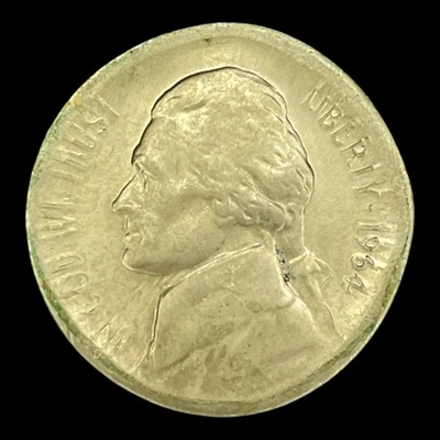 Broadstruck Error Nickel MAJOR Jefferson 5c 1964 Genuine Mint Broad Strike 1m - Image 1 of 2