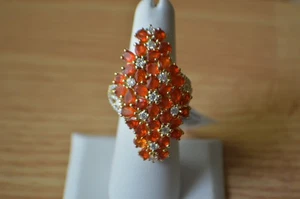 5.20ct Buriti Fire Opal / Moissanite Ring 18k YG over Sterling Silver Size 6 - Picture 1 of 13