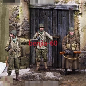 1/35 Resin Soldier Figures Model kit WW II US Soldiers 3 Man W/ scenes Uncolored - Picture 1 of 6