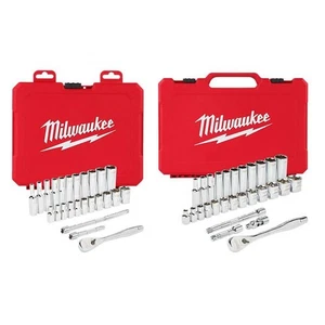 Milwaukee 1/4 in. and 3/8 in. Drive SAE Ratchet and Socket Mechanics Tool Set - Picture 1 of 12