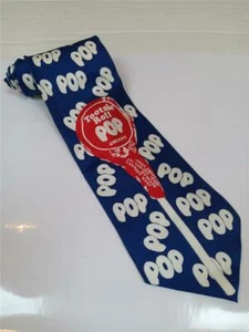 Tootsie Roll Pop Necktie Tie Blue Cherry Pop Silk 2000 Vtg 58" x 3 3/4" Fathers - Picture 1 of 9