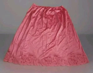 Vintage Vanity Fair 24" Pink Satin Nylon Half Slip Medium Lace Hem  - Picture 1 of 4