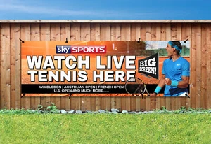 GUARDA LIVE TENNIS QUI, SKY SPORTS Stampato BANNER INSEGNA OUTDOOR PVC Occhielli - Foto 1 di 2