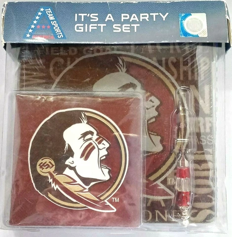 Florida State Seminoles Party Set 8" Tempered Glass Cutting Board Knife Napkins Cover