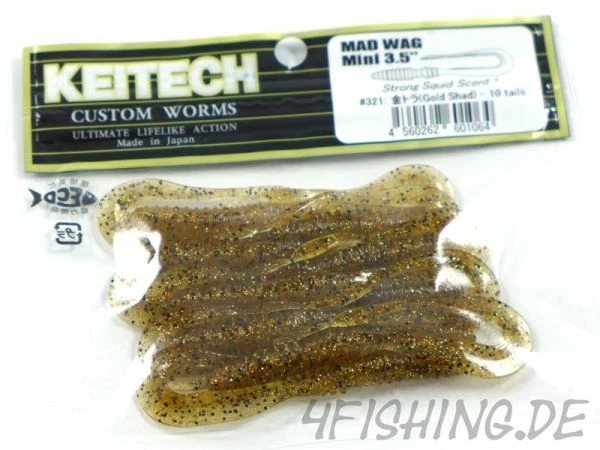 Keitech MAD WAG MINI 3,5" - der Wurmtwister #321 Gold Shad - Bild 1 von 1
