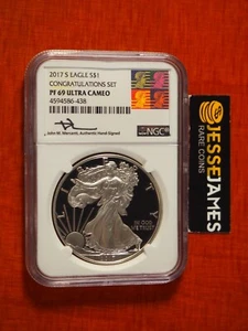 2017 S PROOF SILVER EAGLE NGC PF69 UC JOHN MERCANTI FROM CONGRATULATIONS SET - Picture 1 of 2