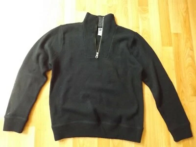 Men's M Medium GAP Black Chunky Ribbed Half Zip Pullover Wool Knit Sweater  - Image 1 of 3