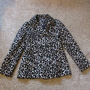 Chaqueta Apt 9 Pequeña Beige Negro Marrón Patrón Suave Polietre Polietre Botones Frontal Usada en Excelente Condición - Imagen 1 de 2