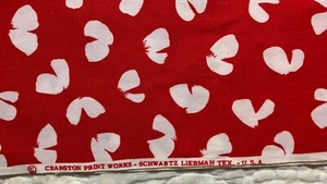 2 15x45 Pcs VIP Cranston Cotton White Petals on Real Red Fabric Schwartz Liebman - Picture 1 of 6