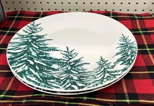 2- New Royal Norfolk Christmas Dinner Plate Winter Green Trees Snow - Picture 1 of 3