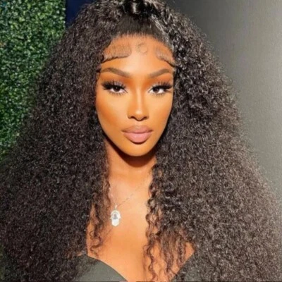UNice Indian Curly 13x4 Lace Front Human Hair Wig Pre Plucked With Baby Hair 18" - Image 1 of 4
