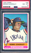 1976 Topps #98 Dennis Eckersley Cleveland Indians HOF RC PSA 8 NM-MINT CENTERED
