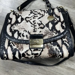 Borsa a tracolla/tracolla Brahmin Snow Leopard in pelle e capelli di vitello RARA - Foto 1 di 24