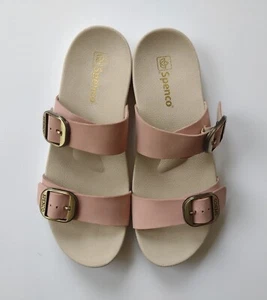 Sandalias Spenco Mujer Cuero Rosa Plata Hebilla Doble Correa Talla 10 M - Imagen 1 de 7