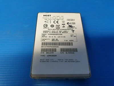 HGST 200GB SAS 2.5" SSD HUSMH8020BSS200 0B31070 - Image 1 of 4