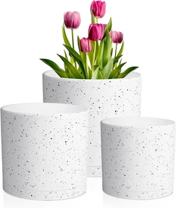 8/7/6 Inch Flower Pots, 3 Set Cylindrical Plant Pots for Outdoor Indoor Plants, - Picture 1 of 12