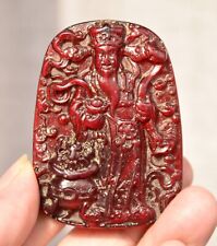 6.5CM Rare Chinese Red Amber Feng Shui Mammon Money Wealth God Pendant Necklace