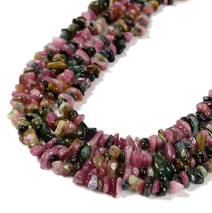 Grade A Multi-color Tourmaline Pebble Nugget Chips Beads Size 7-8mm 15.5''Strand - Picture 1 of 2