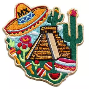 Toppa da viaggio cultura messicana ispanica maya azteca ricamata ferro su - Foto 1 di 2