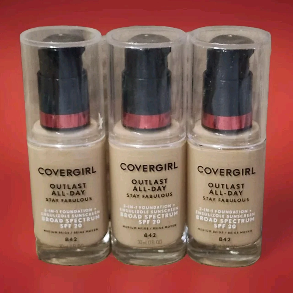 CoverGirl Outlast Stay Fabulous 3 in 1 Foundation 842 Medium Beige 1oz Ea 3pcs  - Image 1 of 1