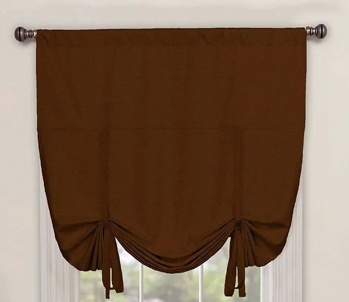 NEW Eclipse Thermal Blackout Balloon Tie Shade Window Curtain 42x63" brown wine - Image 1 of 1