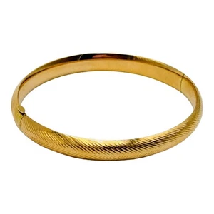 EG 14k Yellow Gold Etched Bangle Bracelet Dominican Republic 7.6gr Sz 7.4” 19cm - Picture 1 of 18