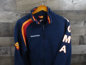 Diadora Roma Track Jacket Mens Medium Blue Fleece Full Zip Soccer Sweatshirt - Picture 1 of 16