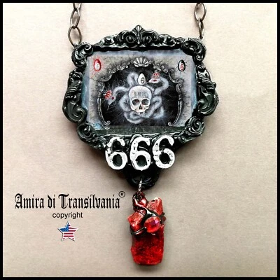 666 Necklace Charm Pendant Satanic Symbol Amulet Gothic Jewelry Magic Talisman - Image 1 of 4