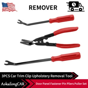 3Pcs Auto Clip Pliers Set Fastener Remover Car Trim Rivet Removal Pry Tool US - Bild 1 von 8