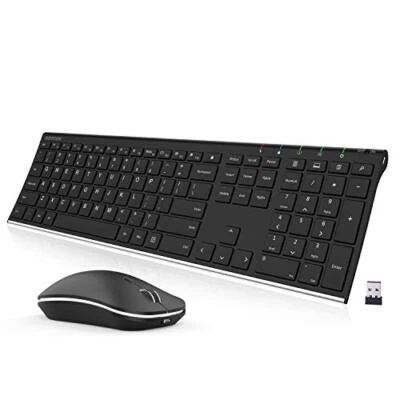 2.4G Wireless Keyboard and Mouse Combo Stainless Steel Ultra Slim Full Size K... - Image 1 of 4