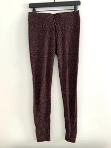 Sonoma Cotton Leggings Maroon Floral and Black Size Small Long Elastic Waist - Picture 1 of 9